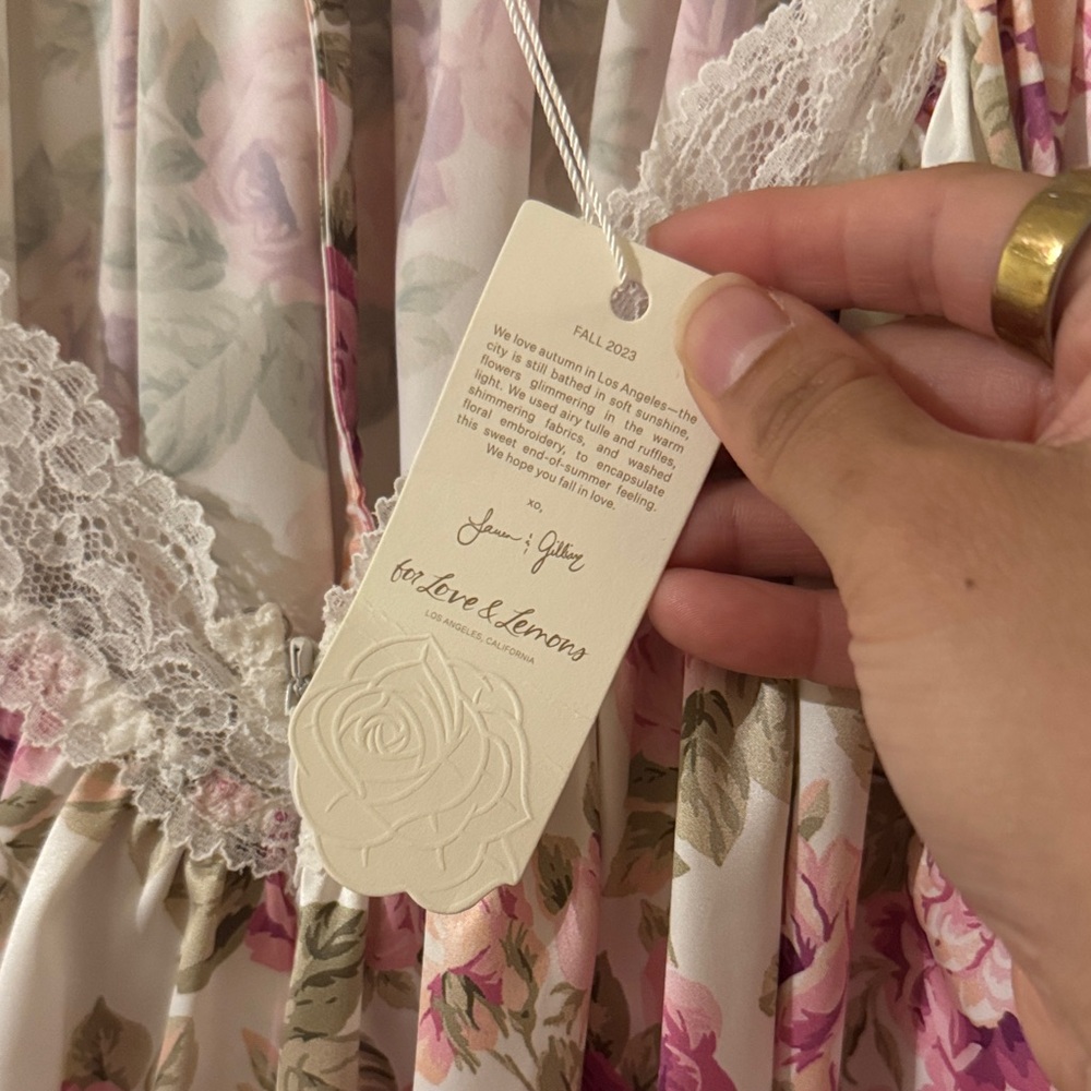 For Love And Lemons Pink and Cream Floral Dress - Picture 2 of 7